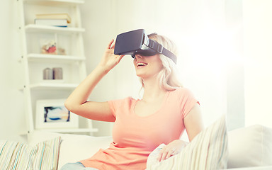 Image showing woman in virtual reality headset or 3d glasses