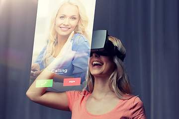 Image showing woman in virtual reality headset or 3d glasses