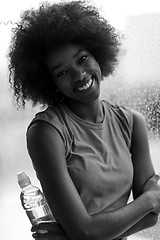 Image showing portrait of young afro american woman in gym