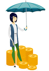 Image showing Business woman insurance agent with umbrella.