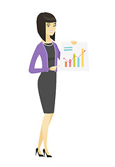 Image showing Asian business woman showing financial chart.