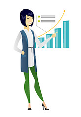 Image showing Successful business woman pointing at chart.