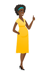 Image showing African pregnant woman giving thumb up.