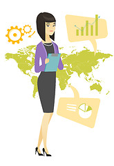 Image showing Business woman working in global business.