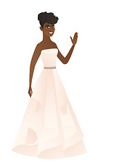 Image showing Young african-american bride waving her hand.