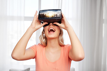 Image showing woman in virtual reality headset or 3d glasses