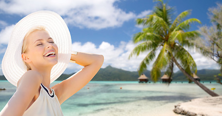 Image showing beautiful woman enjoying summer over beach