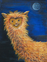 Image showing a llama acrylic painting