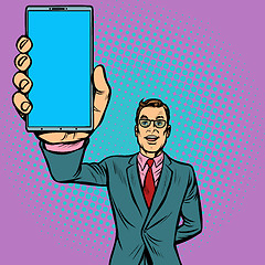 Image showing businessman shows a smartphone