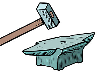 Image showing hammer and anvil. blacksmith tool