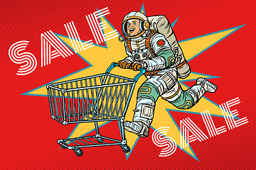 Image showing Astronaut on sale. shopping cart trolley