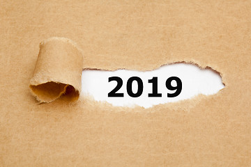 Image showing New Year 2019 Ripped Paper Concept 