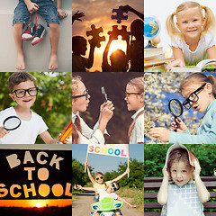 Image showing Happy children playing outdoors at the day time.