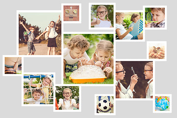 Image showing Happy children playing outdoors at the day time.