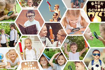 Image showing Happy children playing outdoors at the day time.