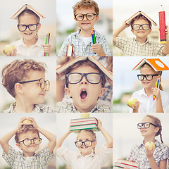 Image showing Happy children playing outdoors at the day time.