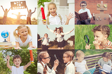 Image showing Happy children playing outdoors at the day time.