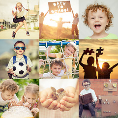 Image showing Happy children playing outdoors at the day time.