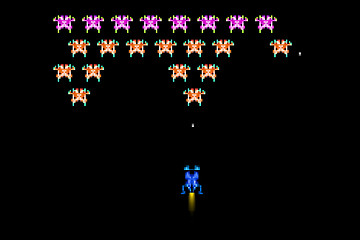 Image showing typical 80s pixel space arcade game