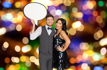 Image showing couple with text bubble over party lights 