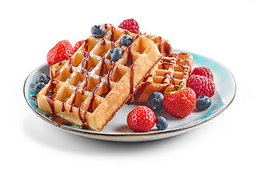 Image showing plate of waffles