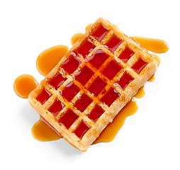 Image showing waffle with honey syrup