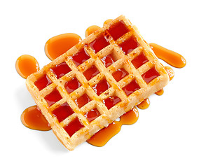 Image showing waffle with caramel sauce