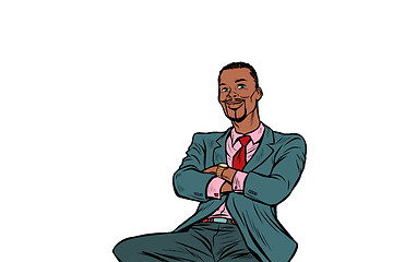 Image showing pop art African businessman sitting