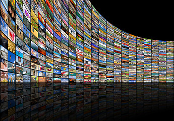 Image showing Big multimedia video and image video wall of the TV widescreen