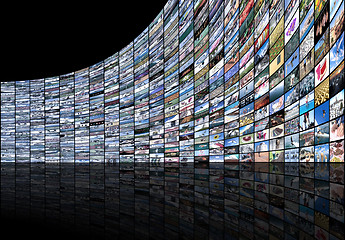 Image showing Big multimedia video and image video wall of the TV widescreen