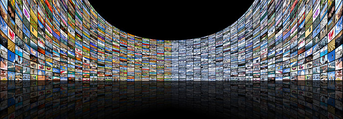 Image showing Big multimedia video and image video wall of the TV widescreen