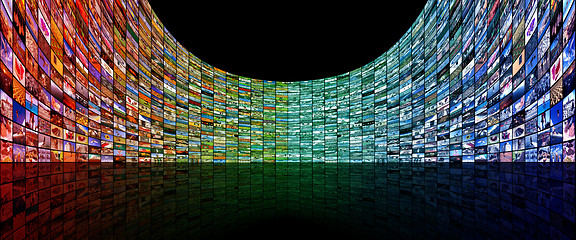 Image showing Big multimedia video and image video wall of the TV widescreen