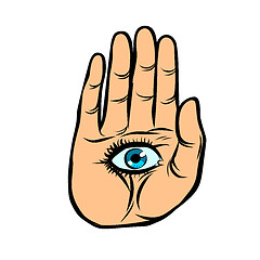 Image showing palm with eye, observation and spiritualism