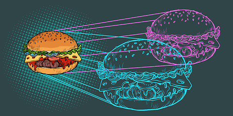 Image showing Burger ingredients, fast food restaurant