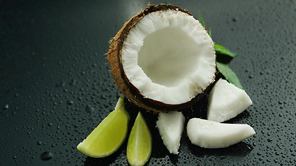 Image showing Fresh composition of lime and coconut