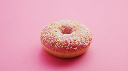 Image showing Sweet pink glazed doughnuts