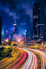 Image showing Street traffic in Hong Kong at night