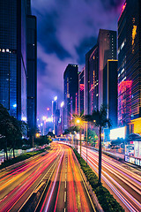 Image showing Street traffic in Hong Kong at night