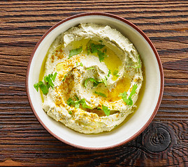 Image showing bowl of hummus spread