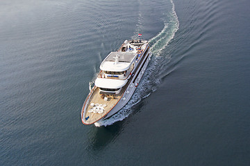 Image showing Small cruise ship sailing across the Adriatic Sea - Air photogra