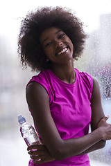 Image showing portrait of young afro american woman in gym