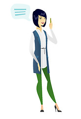 Image showing Young asian business woman with speech bubble.