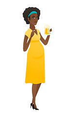 Image showing Pregnant woman smoking cigarette and drinking beer