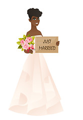 Image showing Bride holding a plate with text just married.