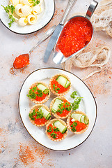 Image showing tartalets with red caviar