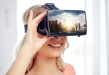 Image showing woman in virtual reality headset or 3d glasses