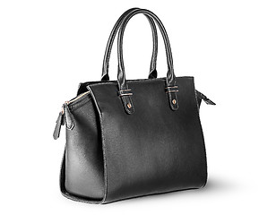 Image showing Ladies black leather bag rotated