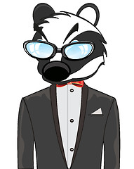 Image showing Cartoon of the wildlife badger in fashionable suit