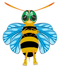 Image showing Cartoon insect bee on white background is insulated