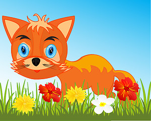 Image showing Drawing animal fox on white background is insulated
